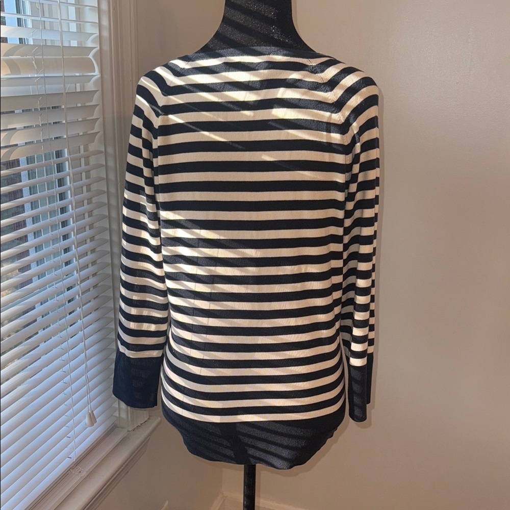 Banana Republic Striped Silk Blend Knit Top 3/4 Sleeve Size XL - Picture 4 of 10